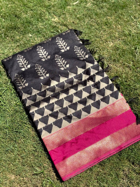 Radiant Black Soft Silk Ikkat Saree