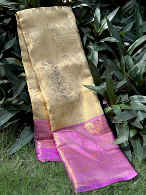 Golden Beige Dharmavaram Silk Saree