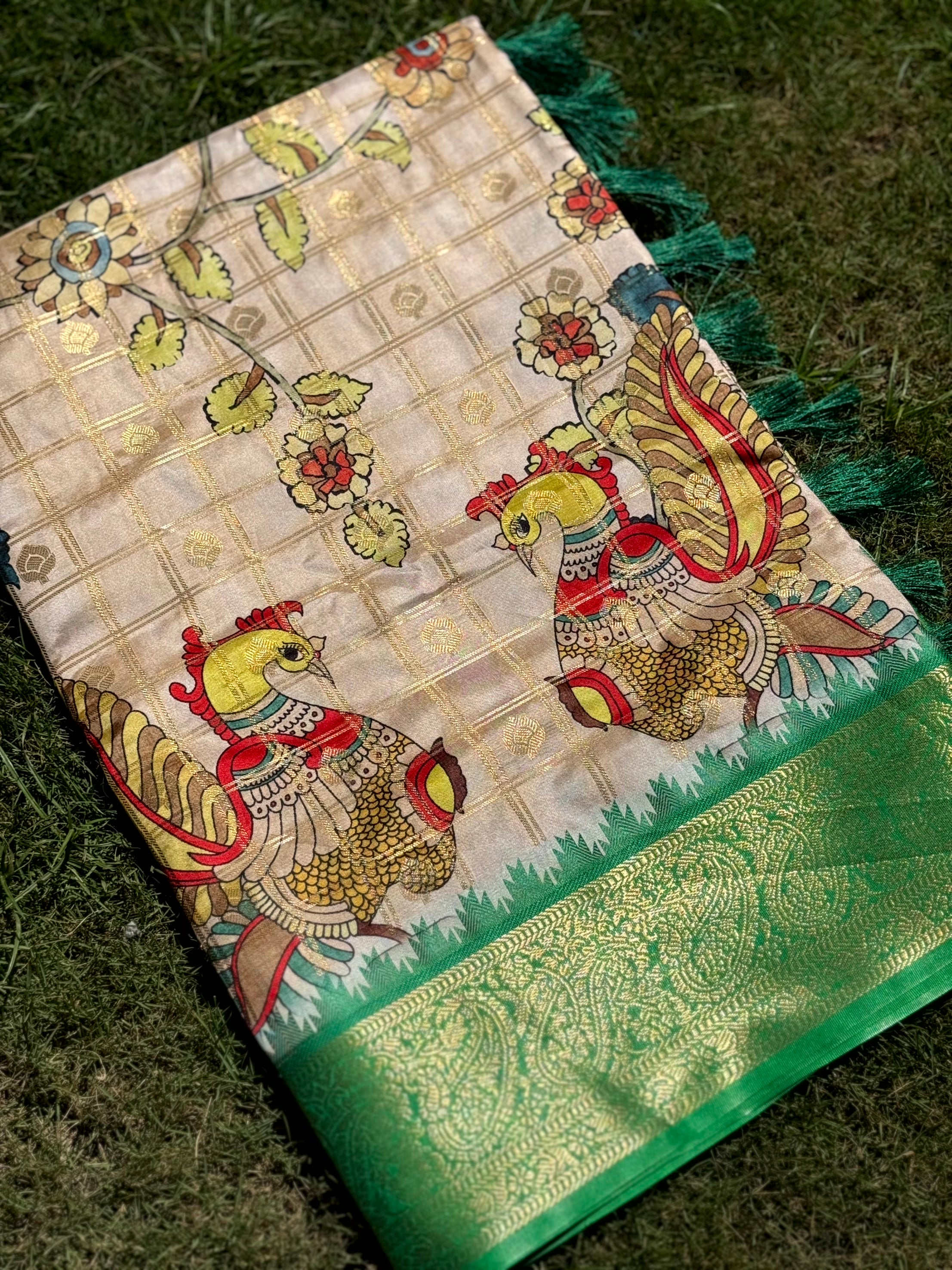 Vibrant Banarasi Kalamkari Printed Saree
