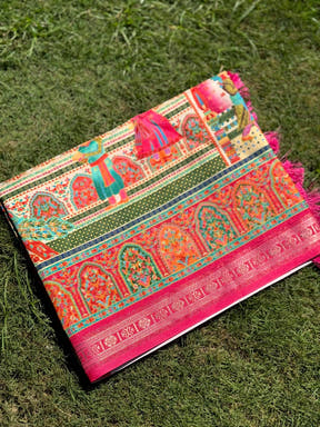 Soft Silk Pashmina Kashmiri Print Saree