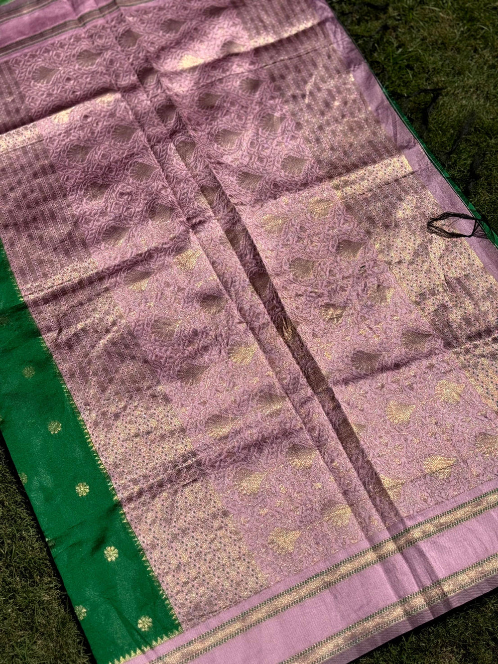 Green Silk Blend Floral Saree