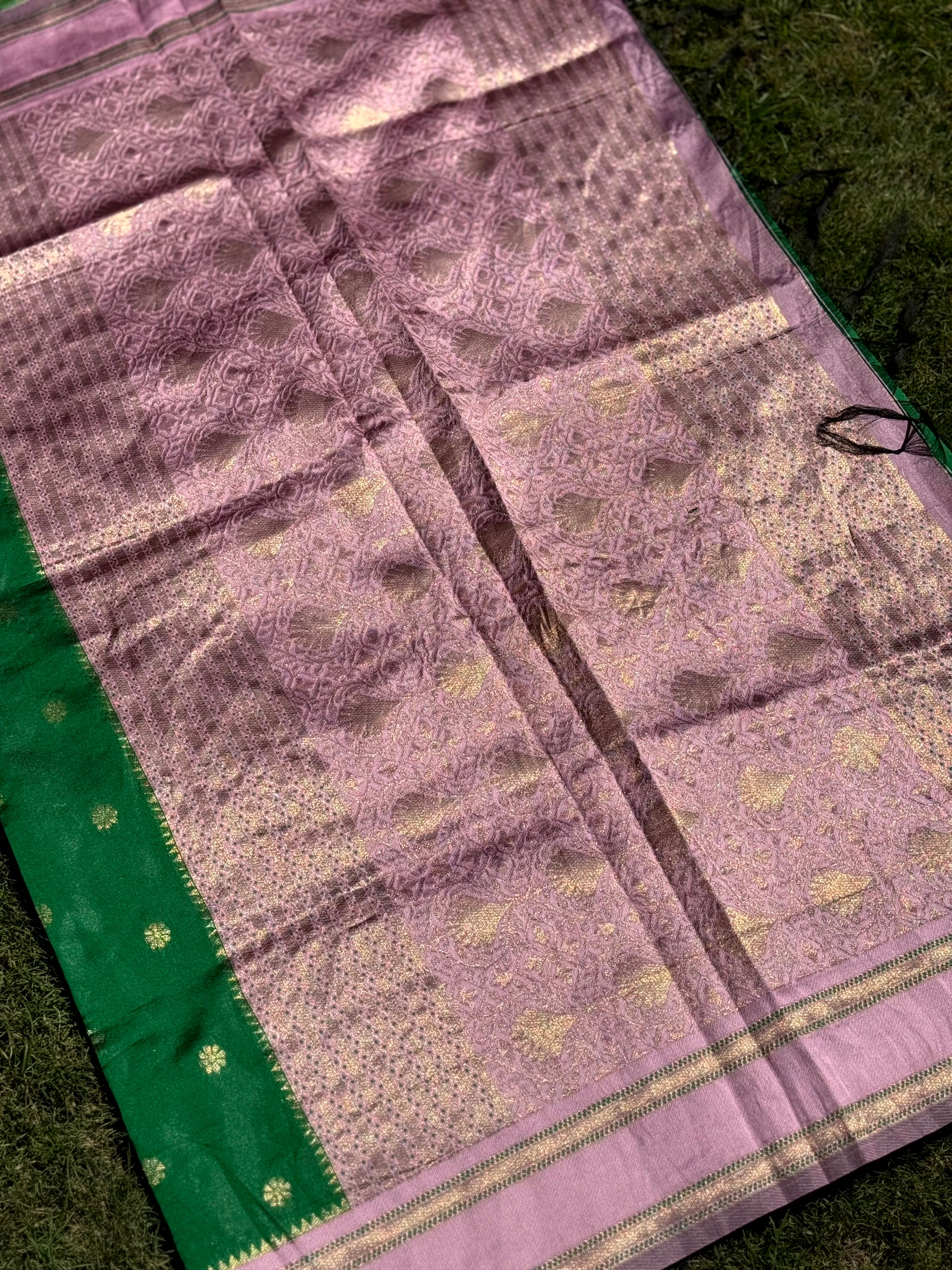 Green Silk Blend Floral Saree