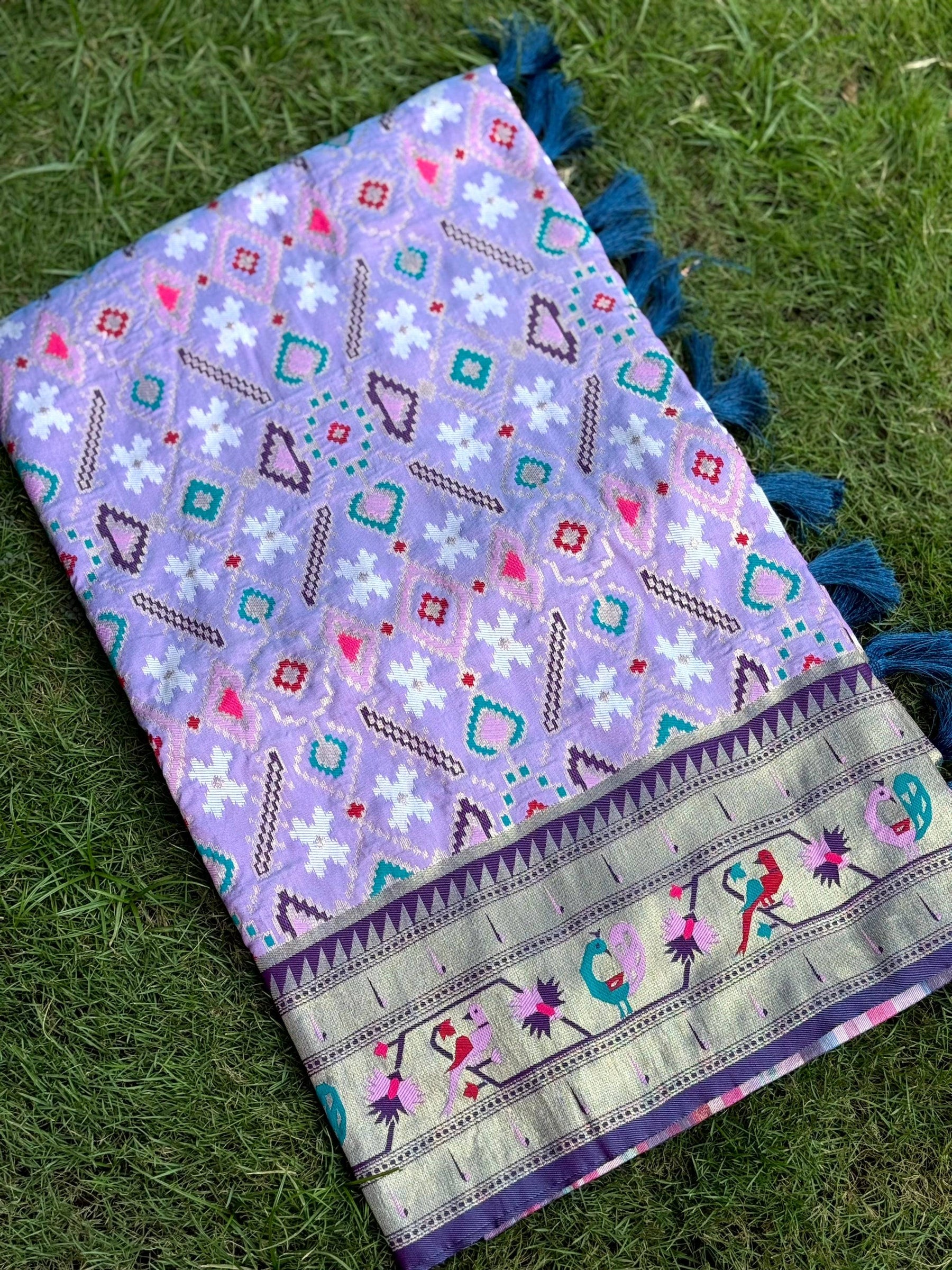 Light Lavender Patola Silk Zari Weaving Saree