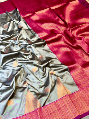 Olive Green Soft Silk Kanjivaram Saree