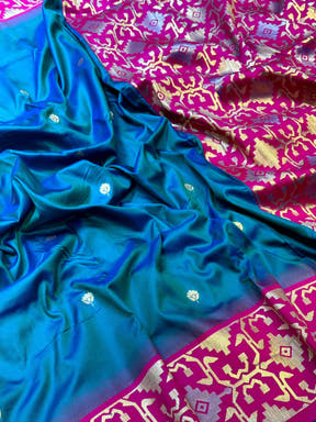 Azure Blue Soft Silk Kanjivaram Saree

