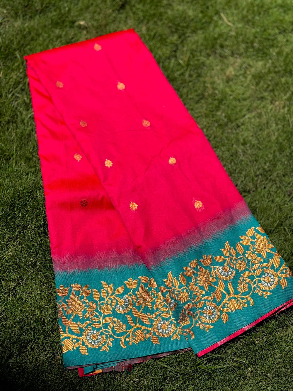 Pink Silk Saree with Gold Embroidery