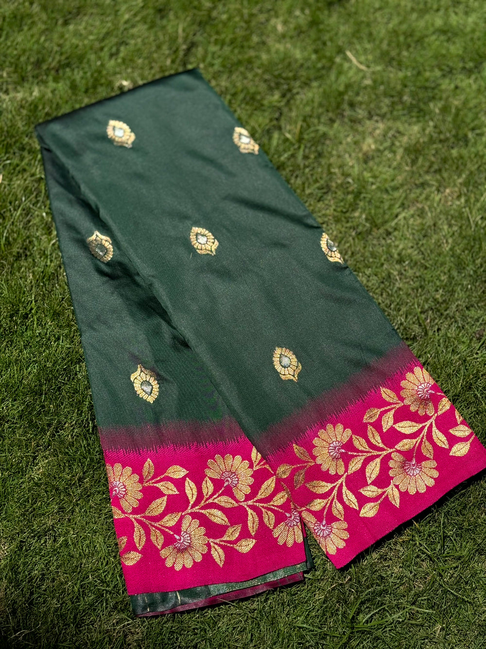 Deep Green Soft Silk Kanjivaram Saree