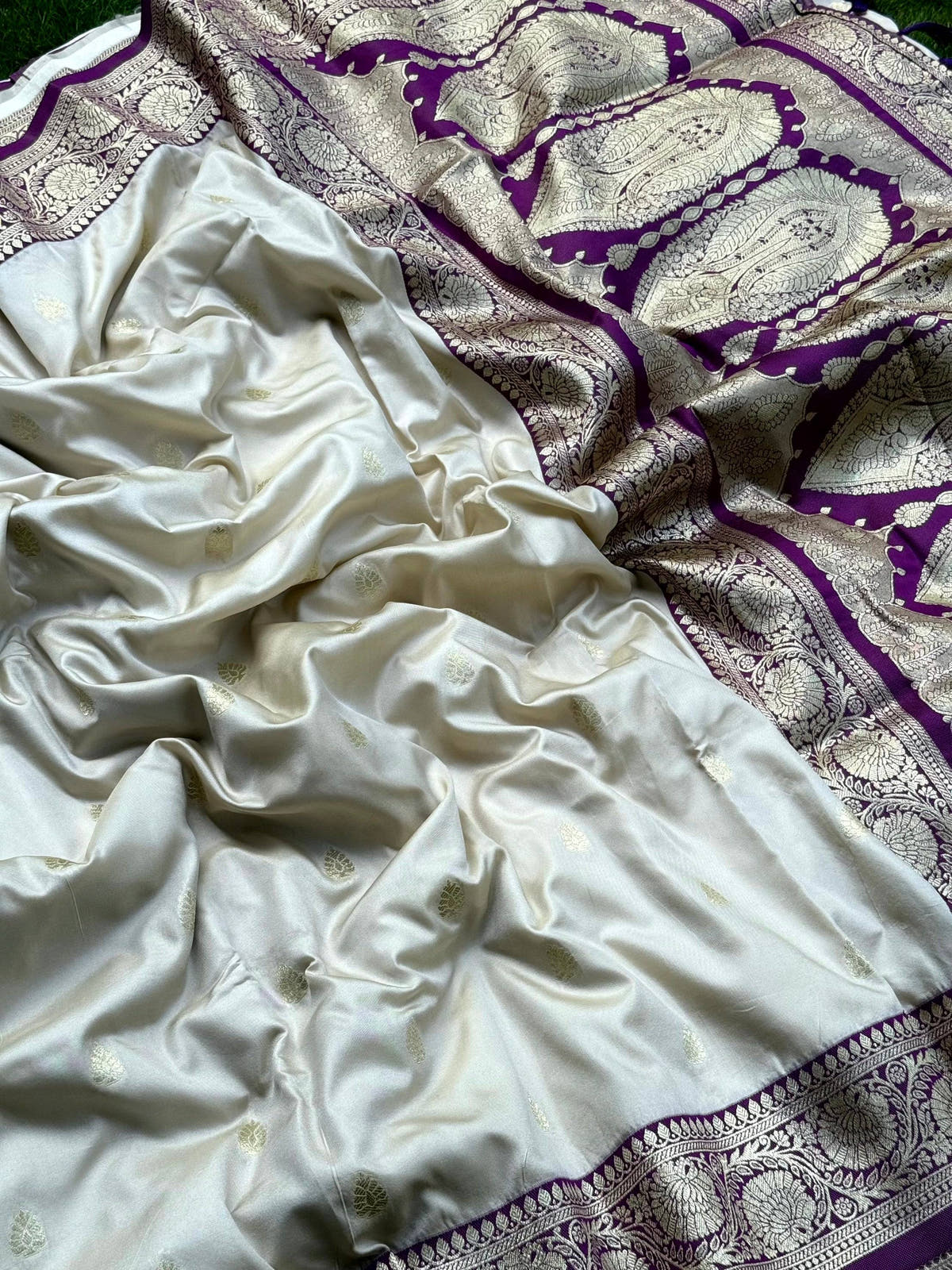 White Soft Silk Feather Saree