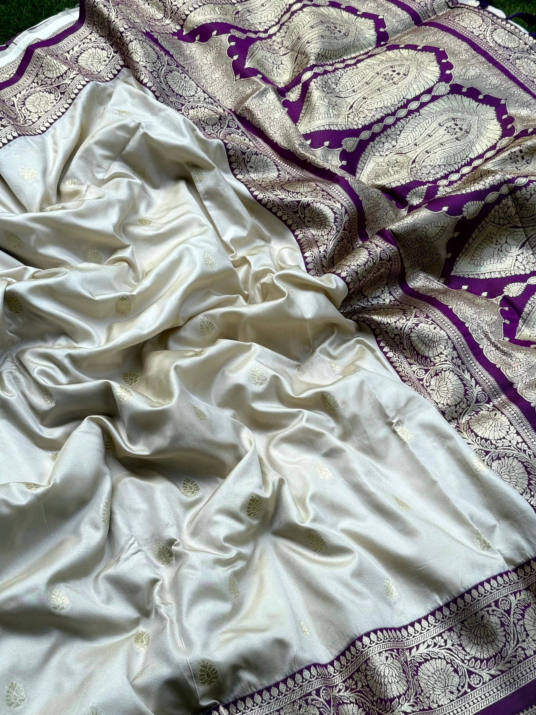White Soft Silk Feather Saree