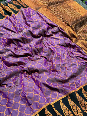 Lavender Soft Banarasi Katan Silk Saree