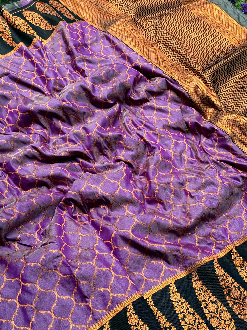 Lavender Soft Banarasi Katan Silk Saree