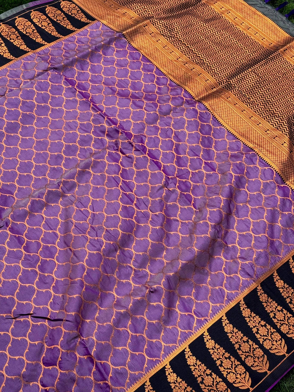 Lavender Soft Banarasi Katan Silk Saree