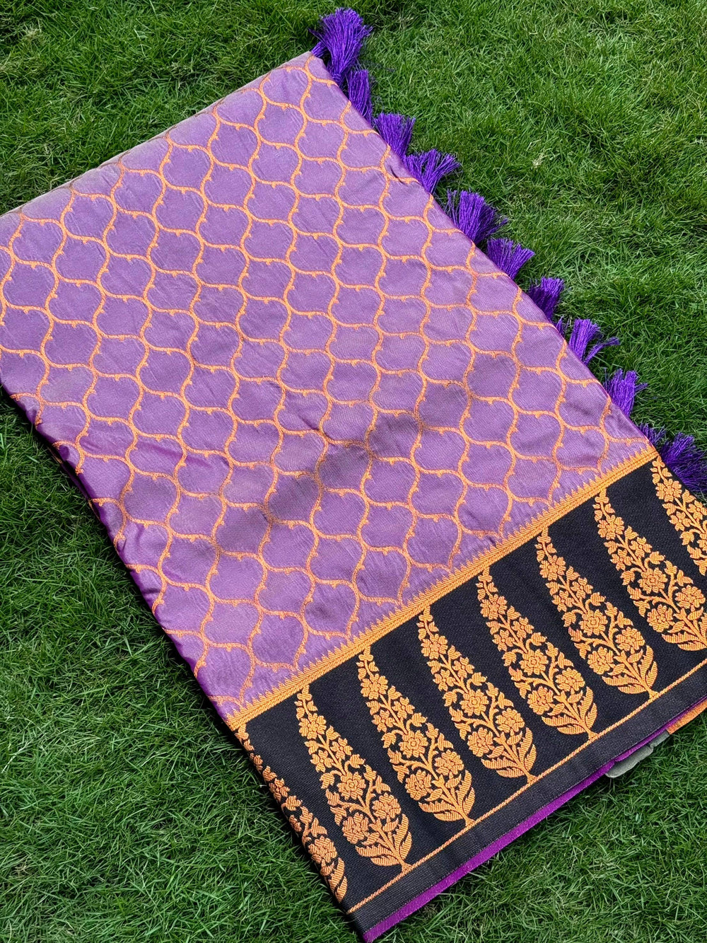 Lavender Soft Banarasi Katan Silk Saree