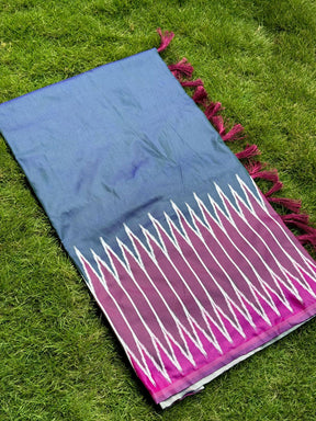 Blue Soft Silk Ikkat Zari Weaving Saree