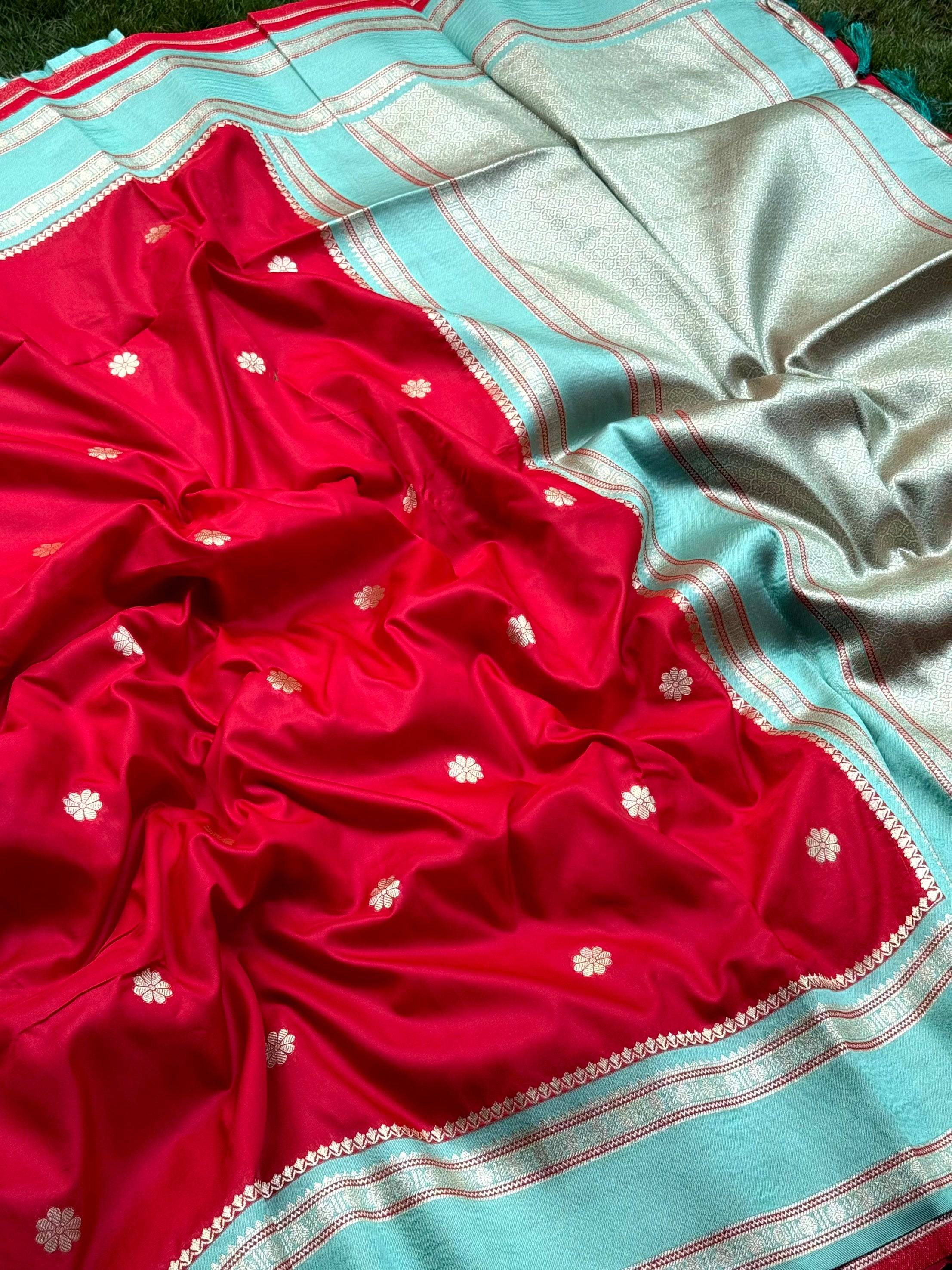Royal Red Soft Silk Floral Butta Saree