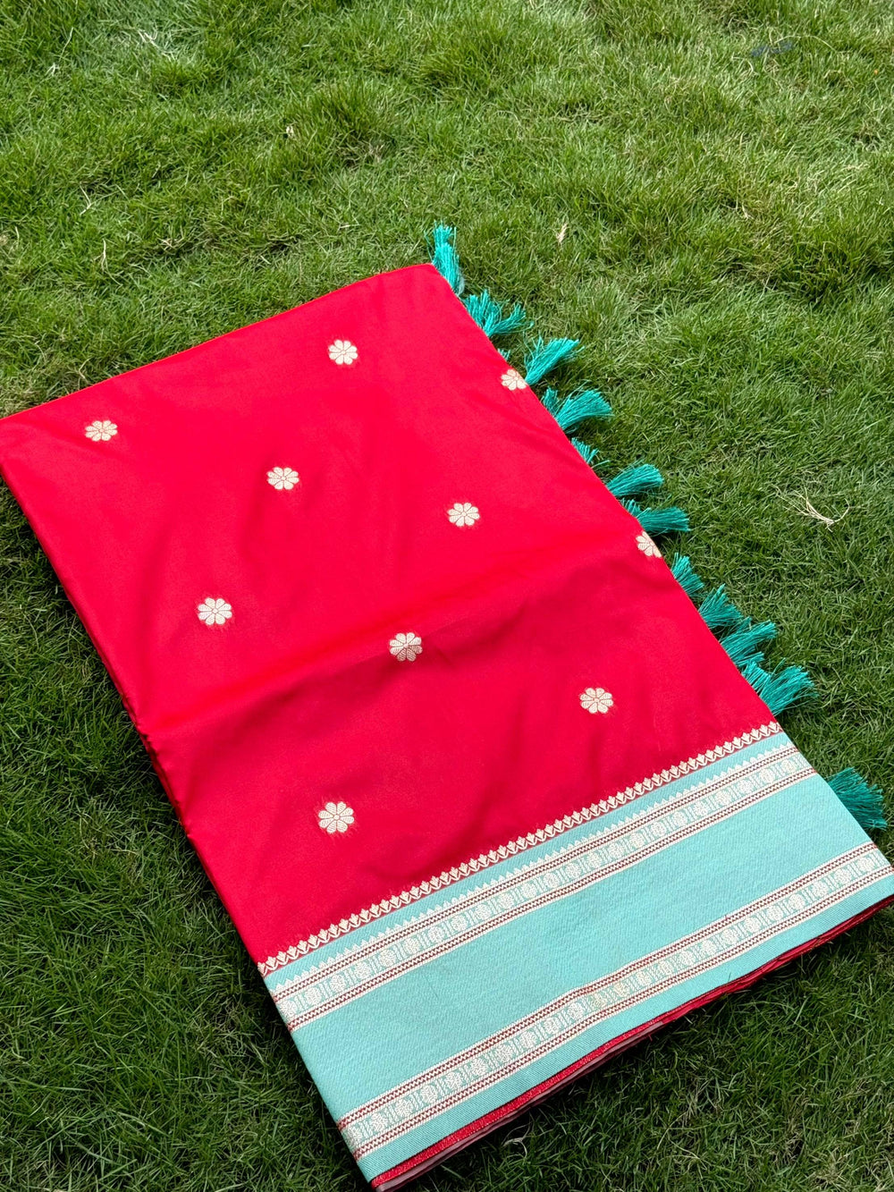 Royal Red Soft Silk Floral Butta Saree