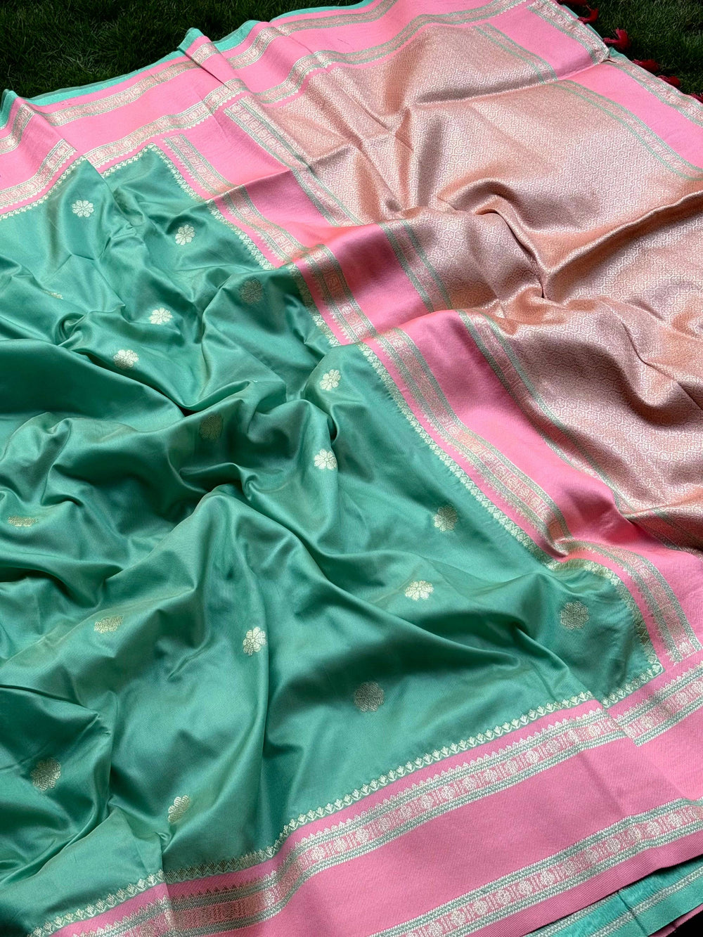 Pista Soft Silk Floral Butta Saree