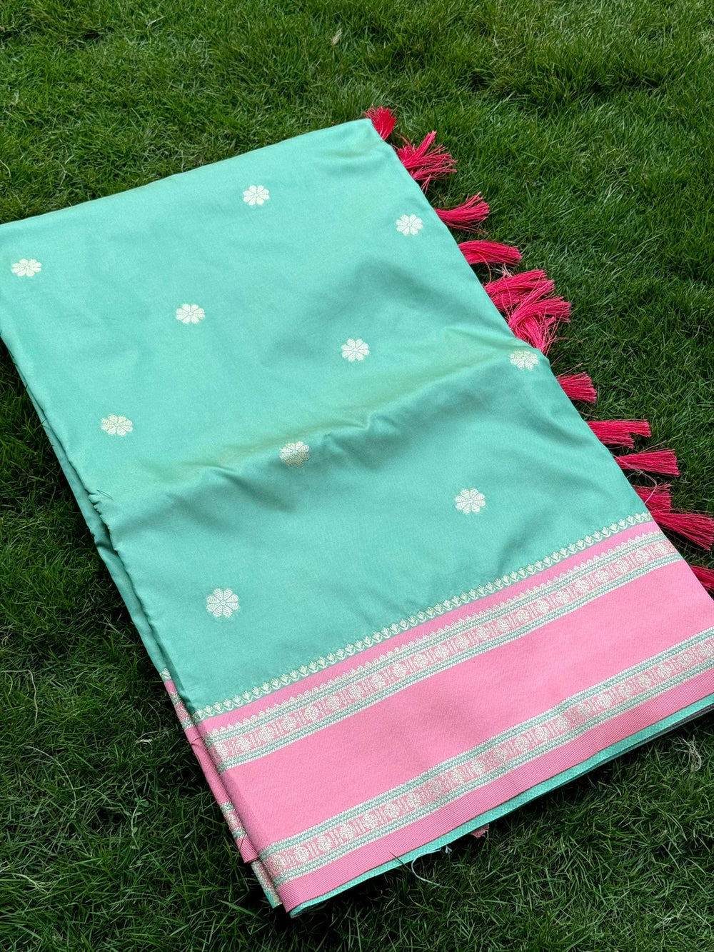 Pista Soft Silk Floral Butta Saree
