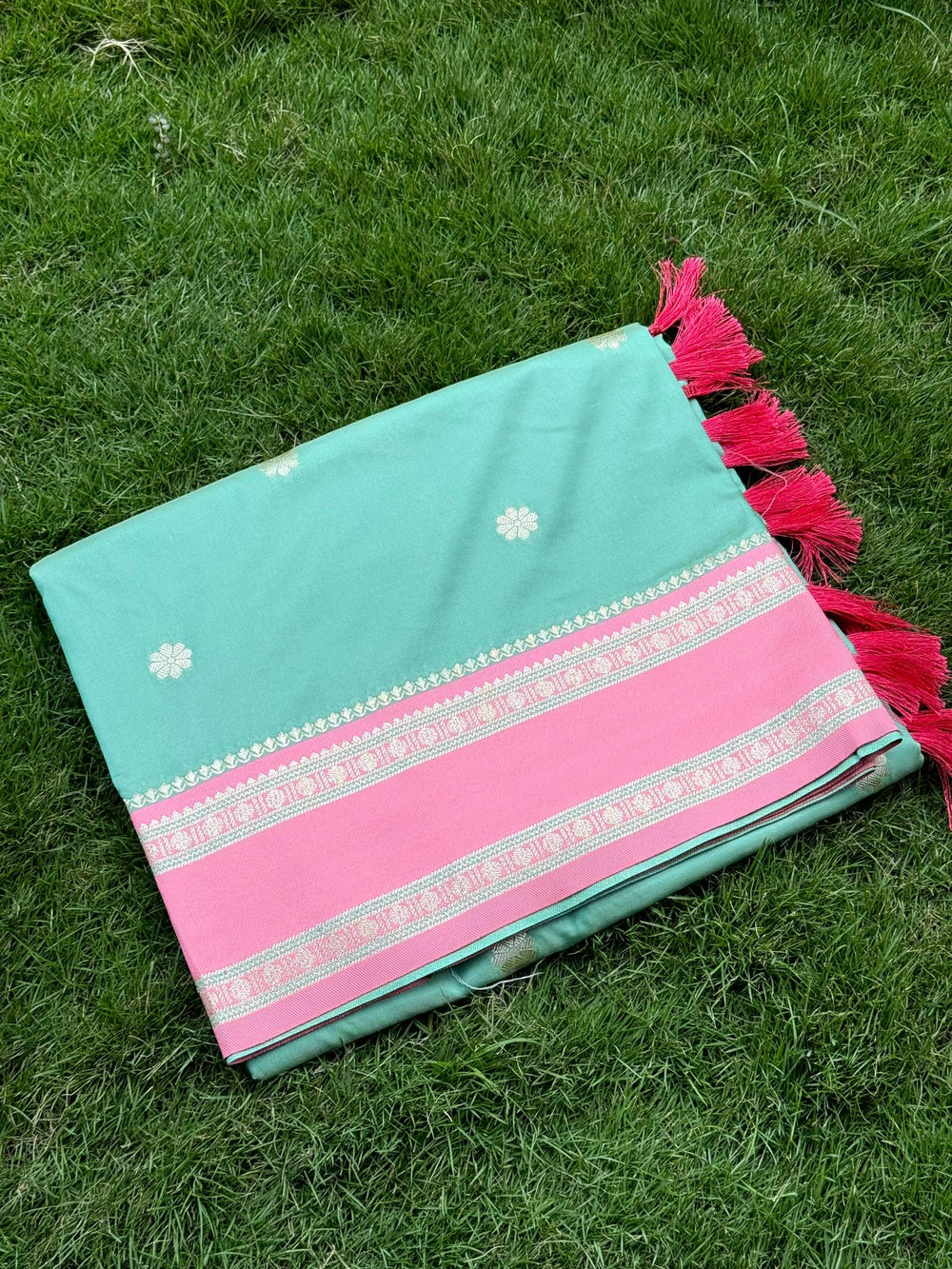 Pista Soft Silk Floral Butta Saree