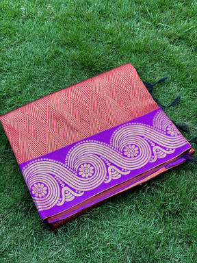 Rust Orange Banarasi Katan Silk Saree
