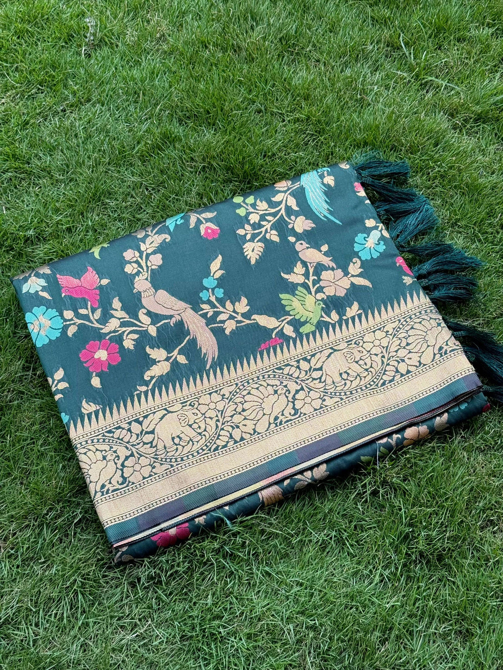 Green Kadi Minakari Banarasi Silk Saree