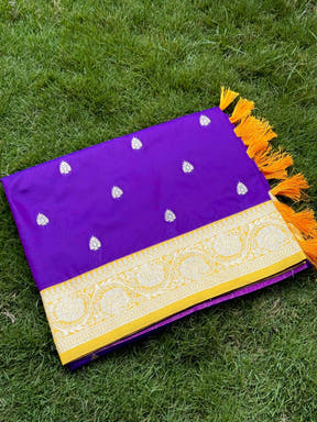Purple Soft Silk Feather Saree