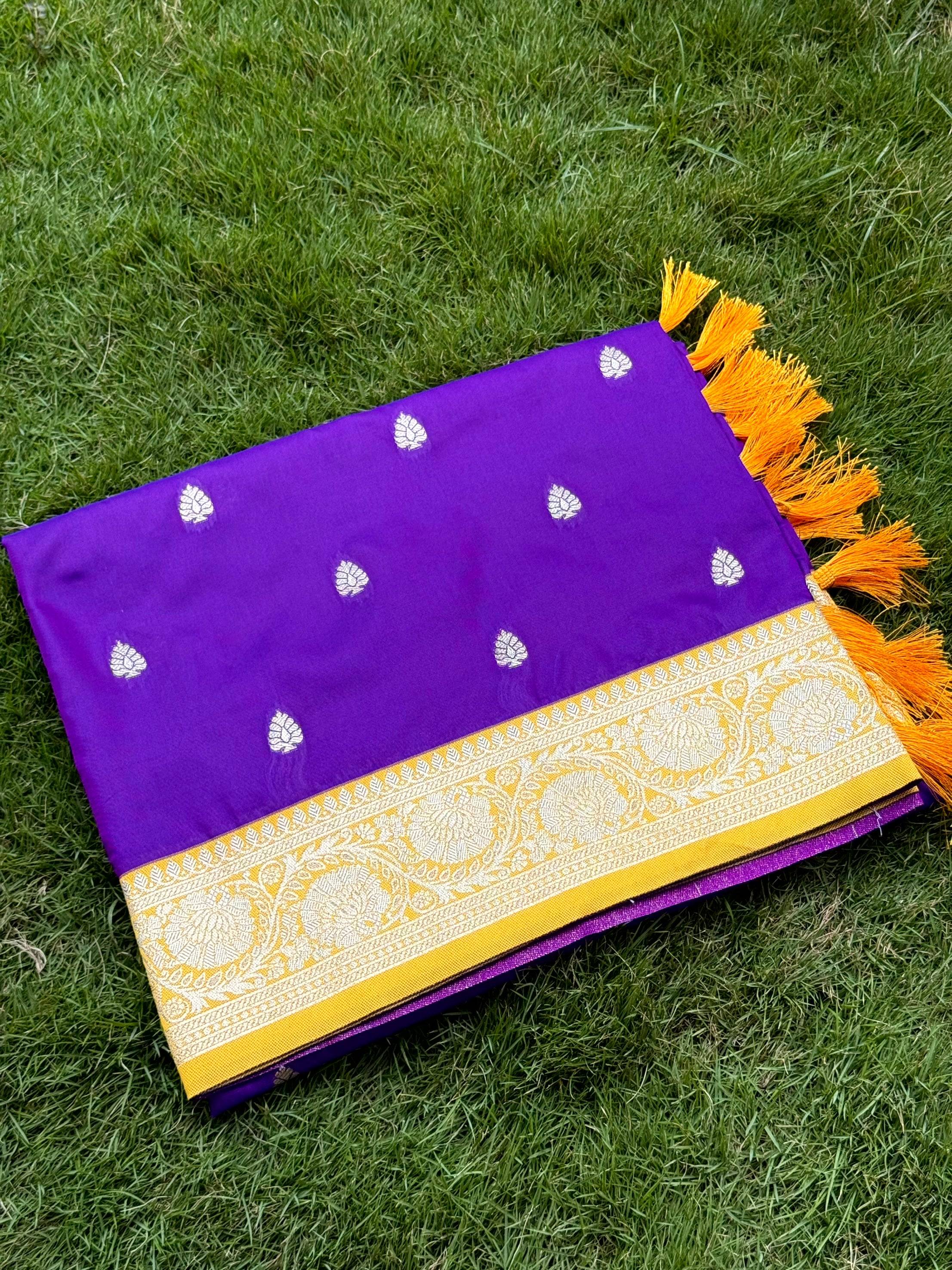 Purple Soft Silk Feather Saree