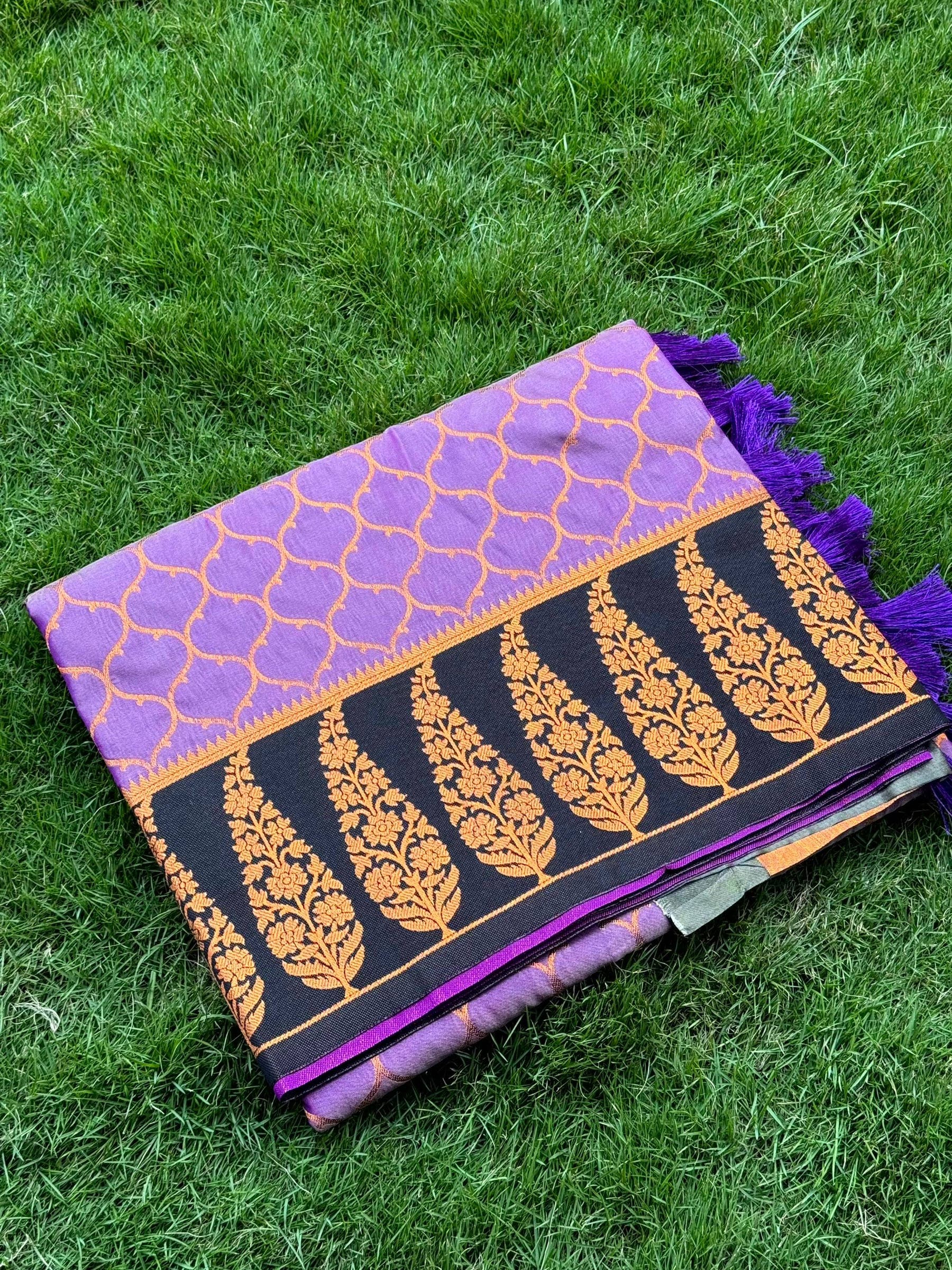 Lavender Soft Banarasi Katan Silk Saree