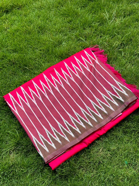 Pink Soft Silk Ikkat Zari Weaving Saree