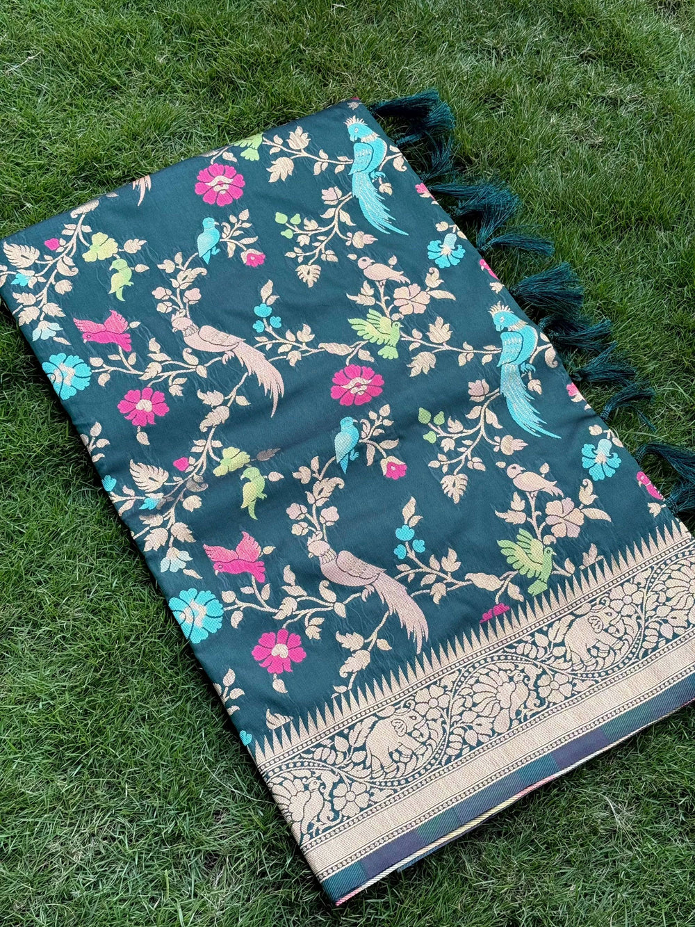 Green Kadi Minakari Banarasi Silk Saree