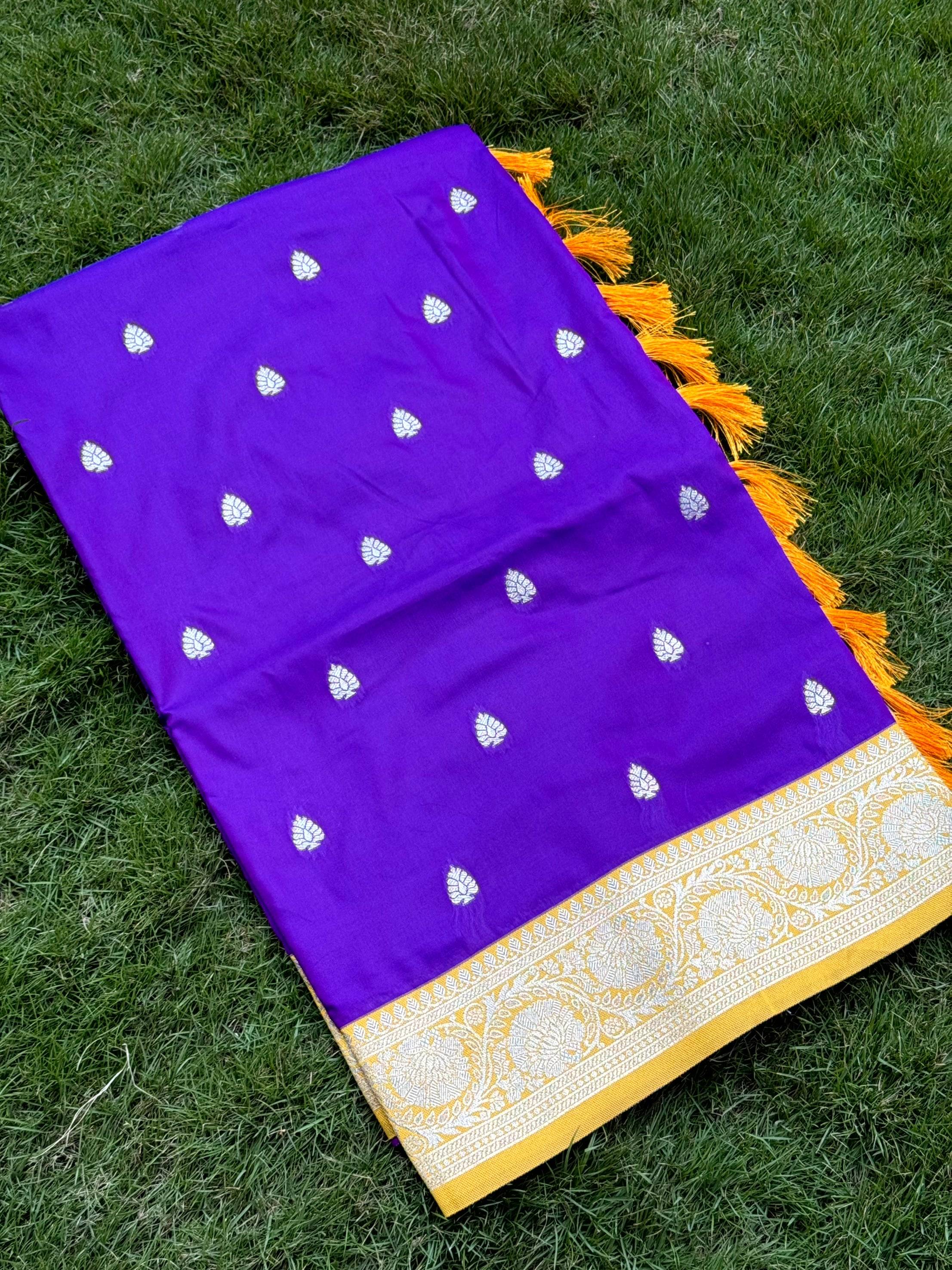 Purple Soft Silk Feather Saree