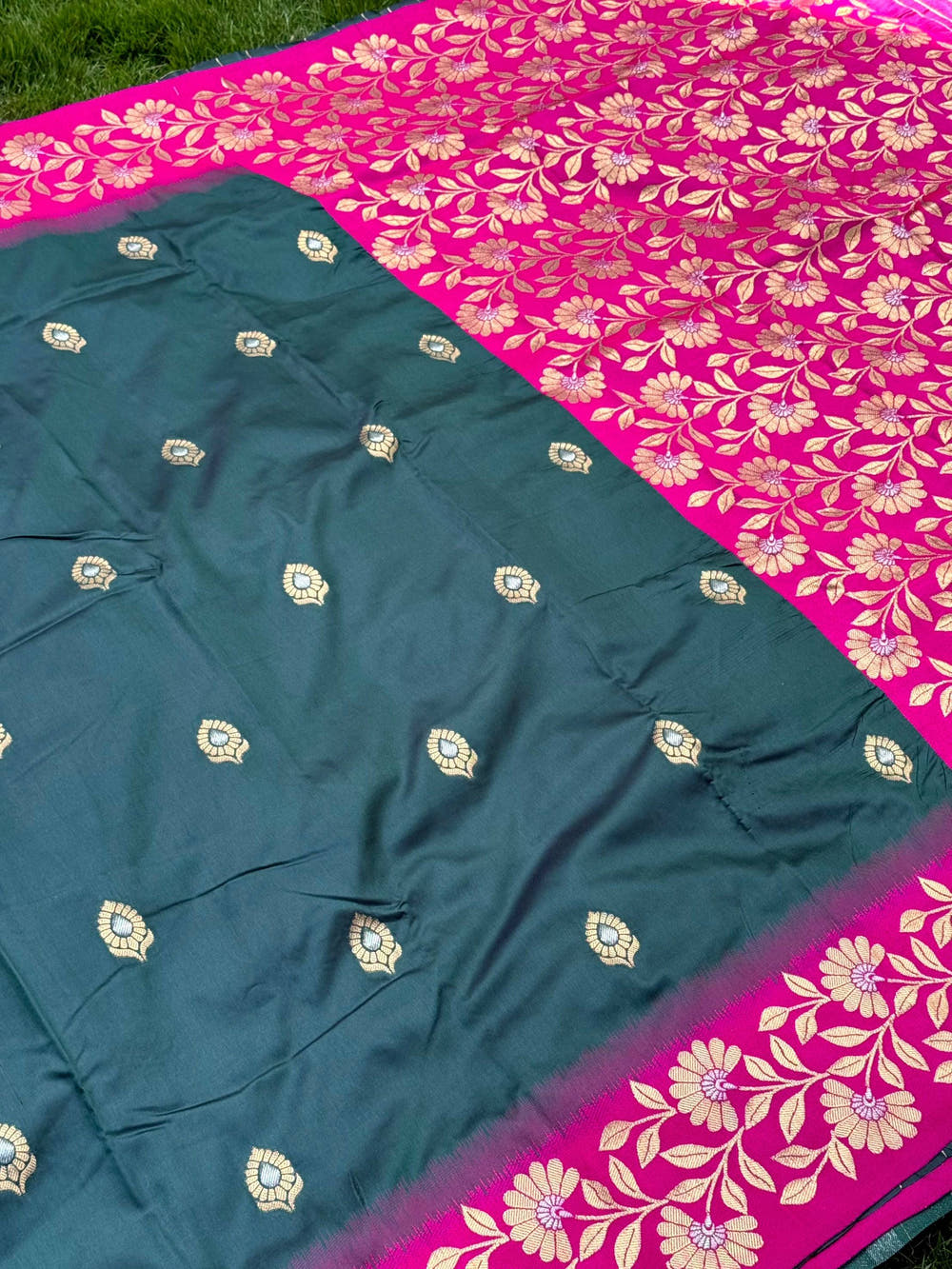 Pink and Green Silk Sarees with Embroidery