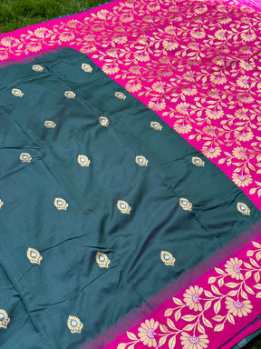 Pink and Green Silk Sarees with Embroidery
