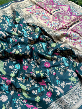 Green Kadi Minakari Banarasi Silk Saree