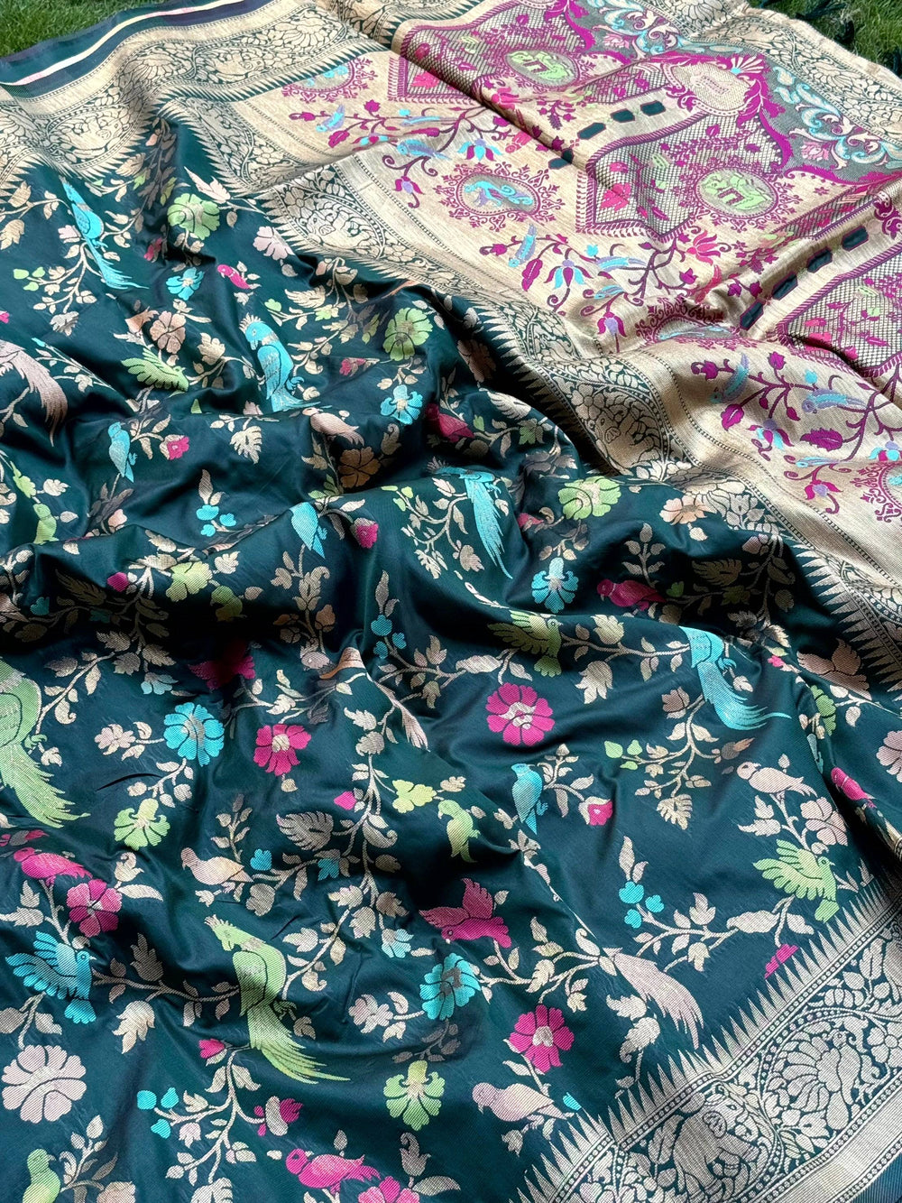 Green Kadi Minakari Banarasi Silk Saree