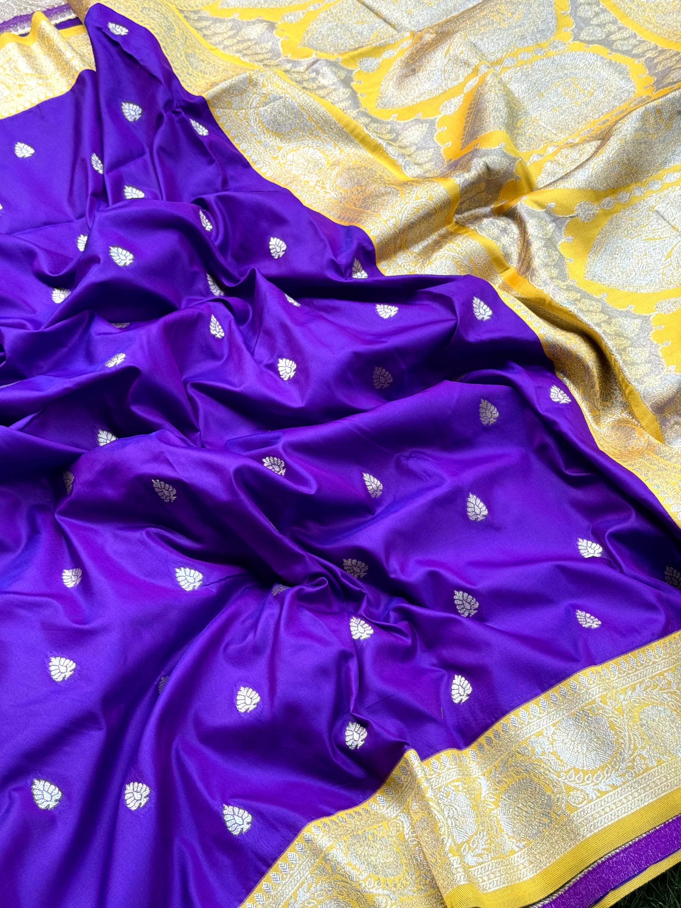 Purple Soft Silk Feather Saree