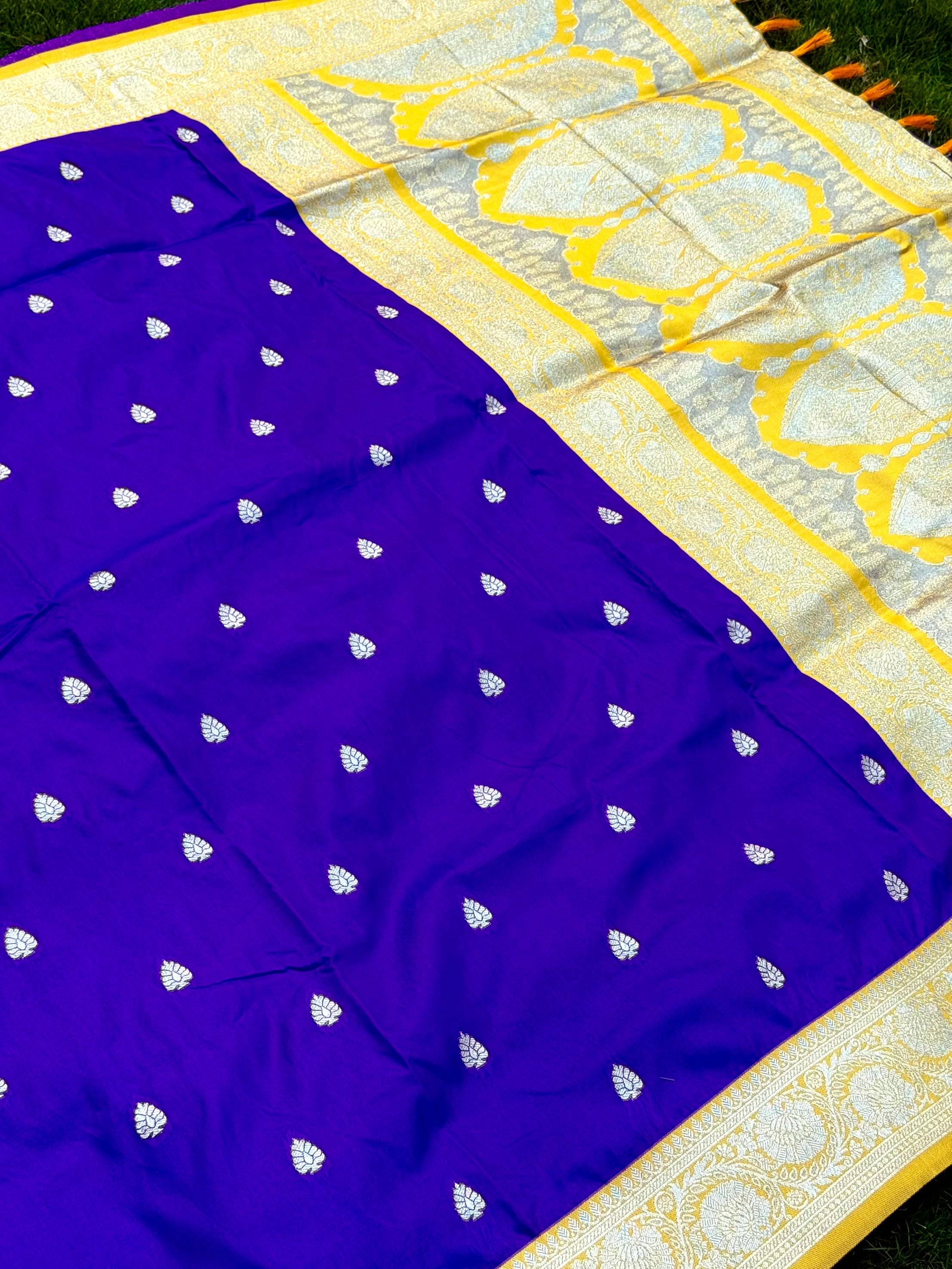 Purple Soft Silk Feather Saree