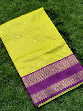 Lime Banarasi Katan Silk Saree