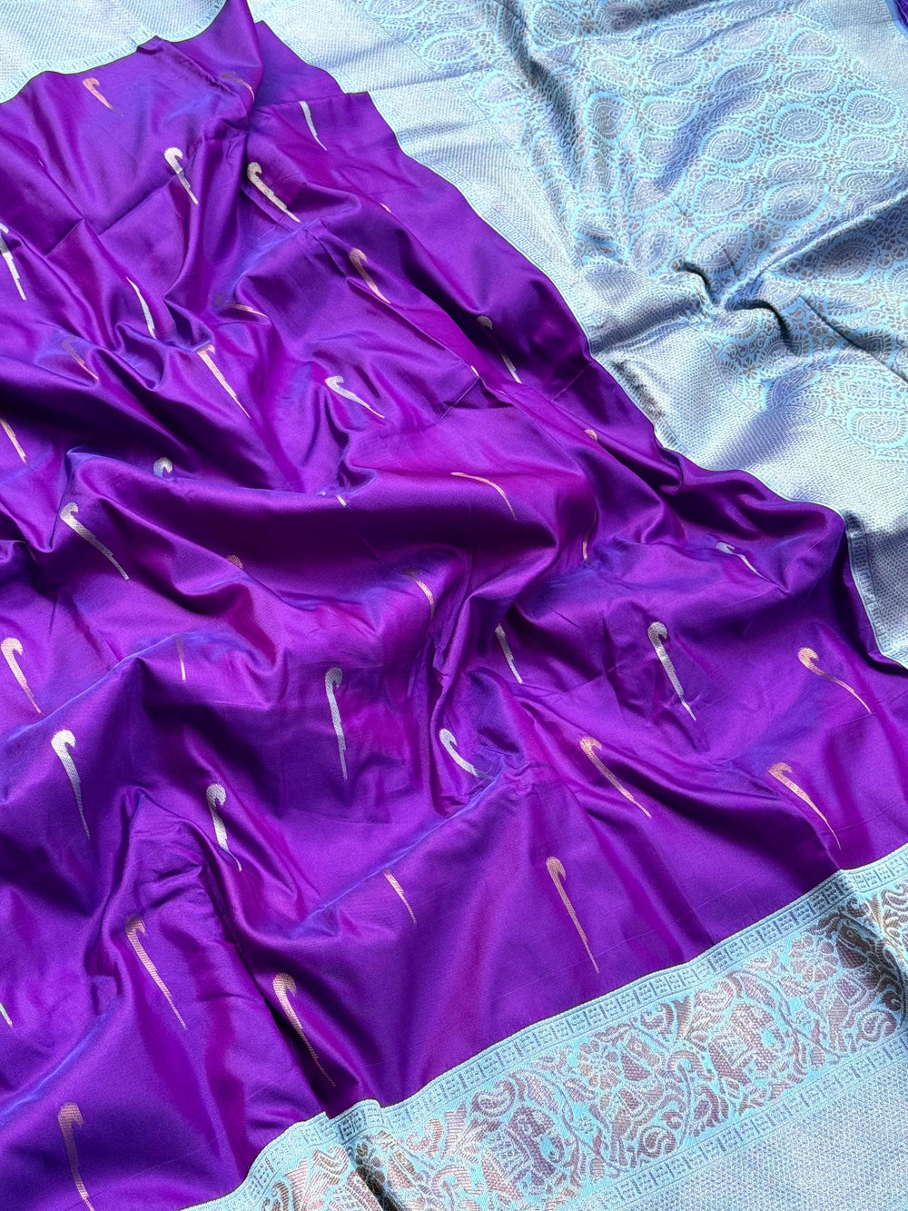 Purple Gold Zari Soft Silk Paithani Saree