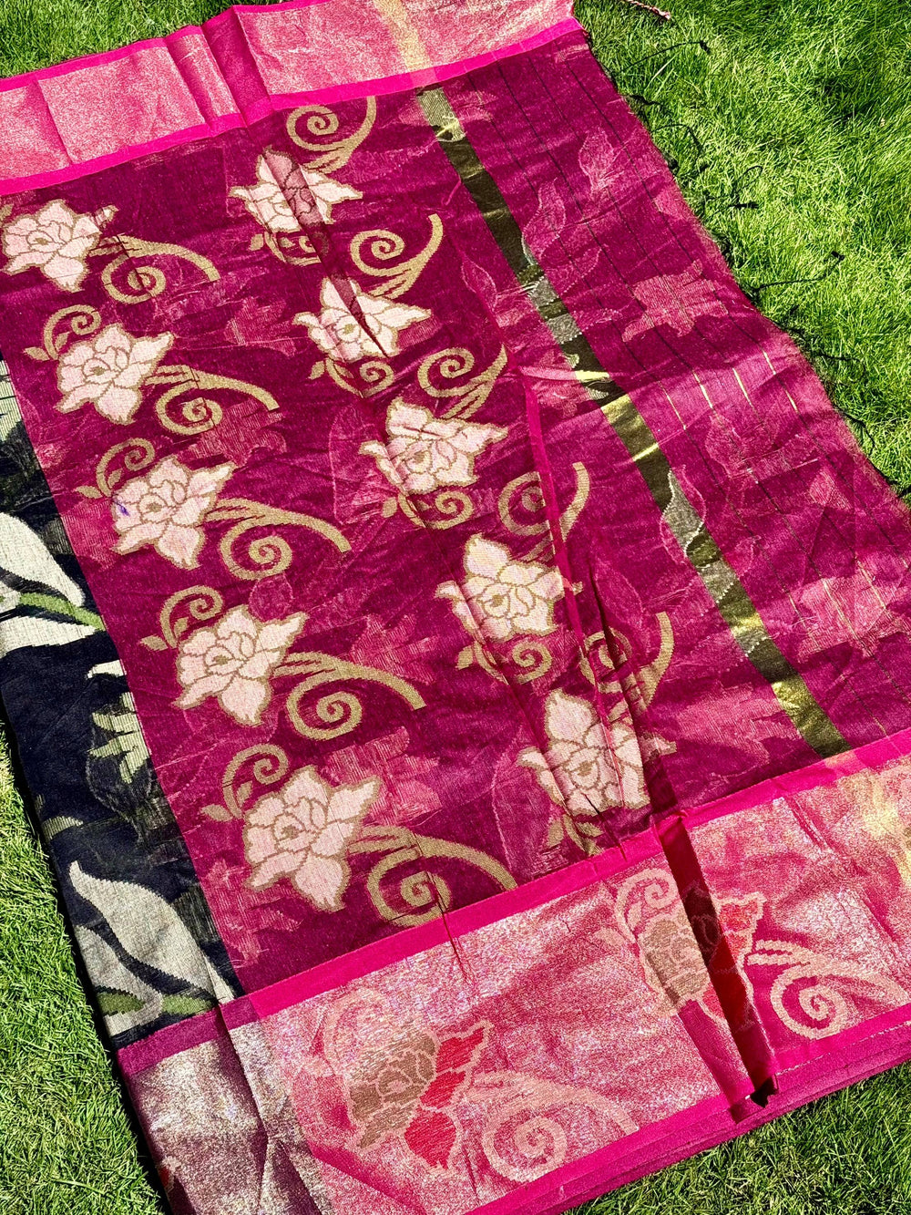 Black Soft Chanderi Pochampally Ikkat Saree