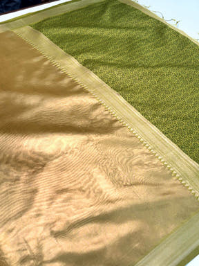 Radiant Green Gold Zari Tissue Saree

