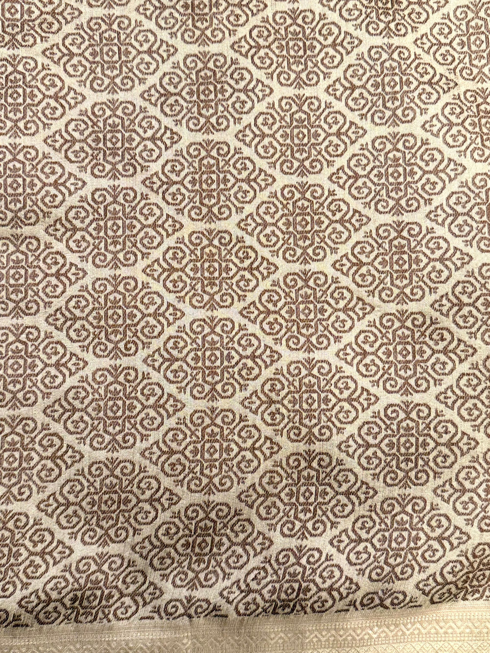 Elegant Brown Gold Zari Tissue Saree


