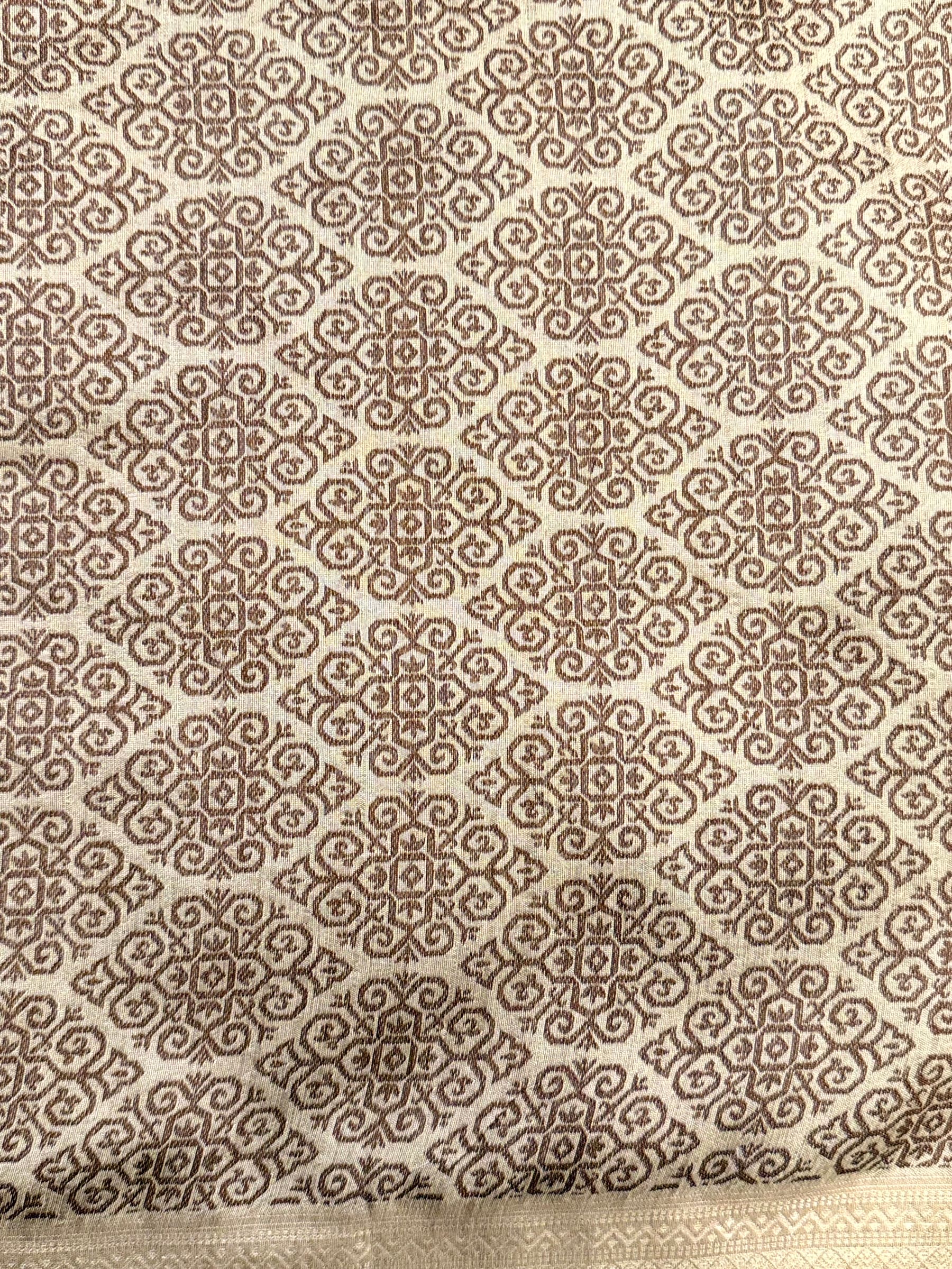 Elegant Brown Gold Zari Tissue Saree

