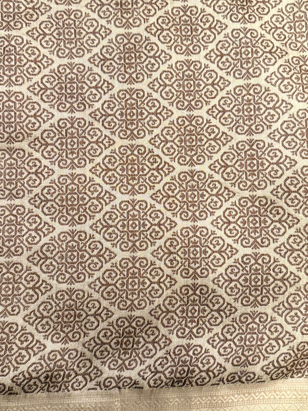 Elegant Brown Gold Zari Tissue Saree