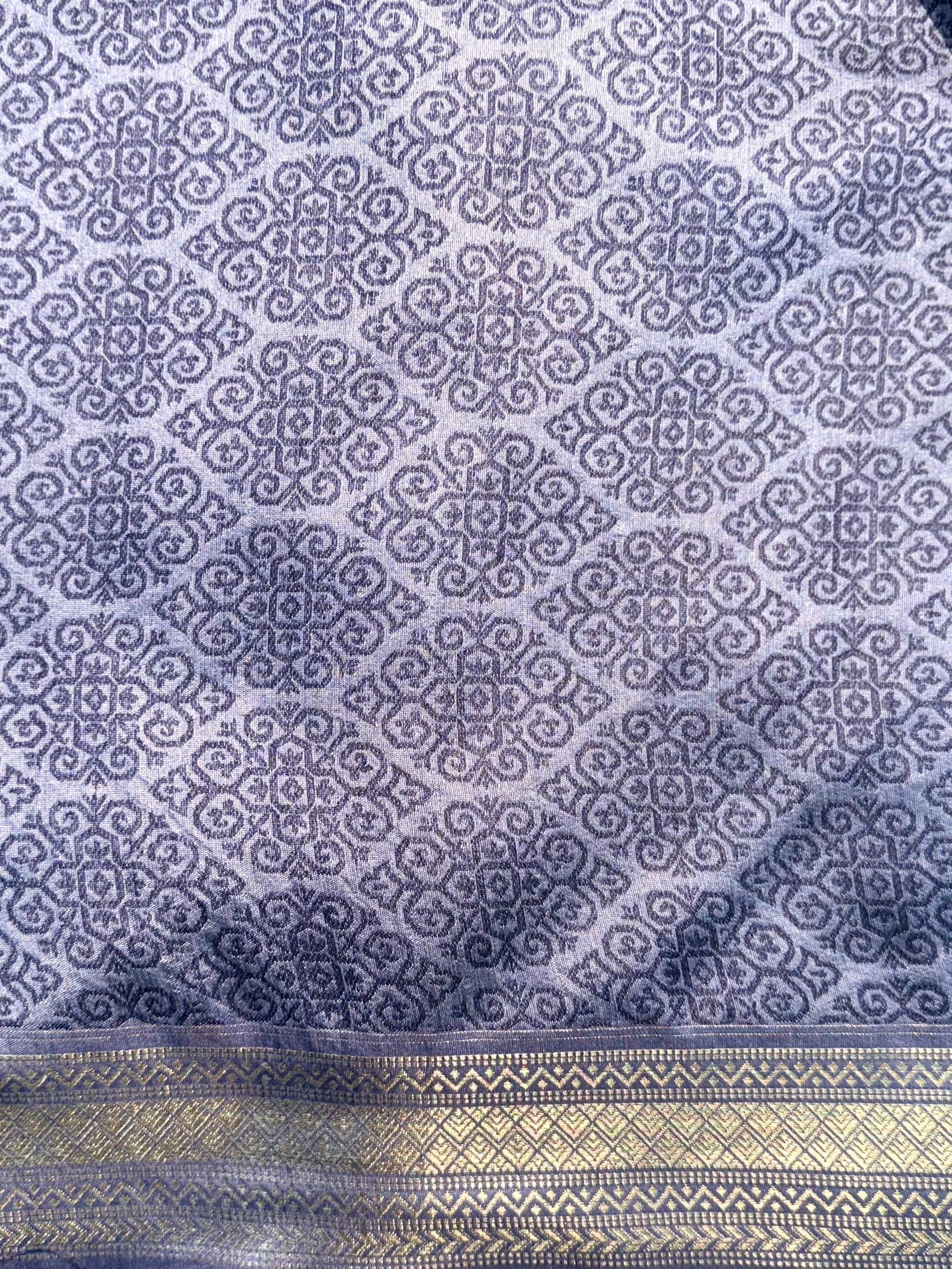 Elegant Lavender Gold Zari Tissue Saree