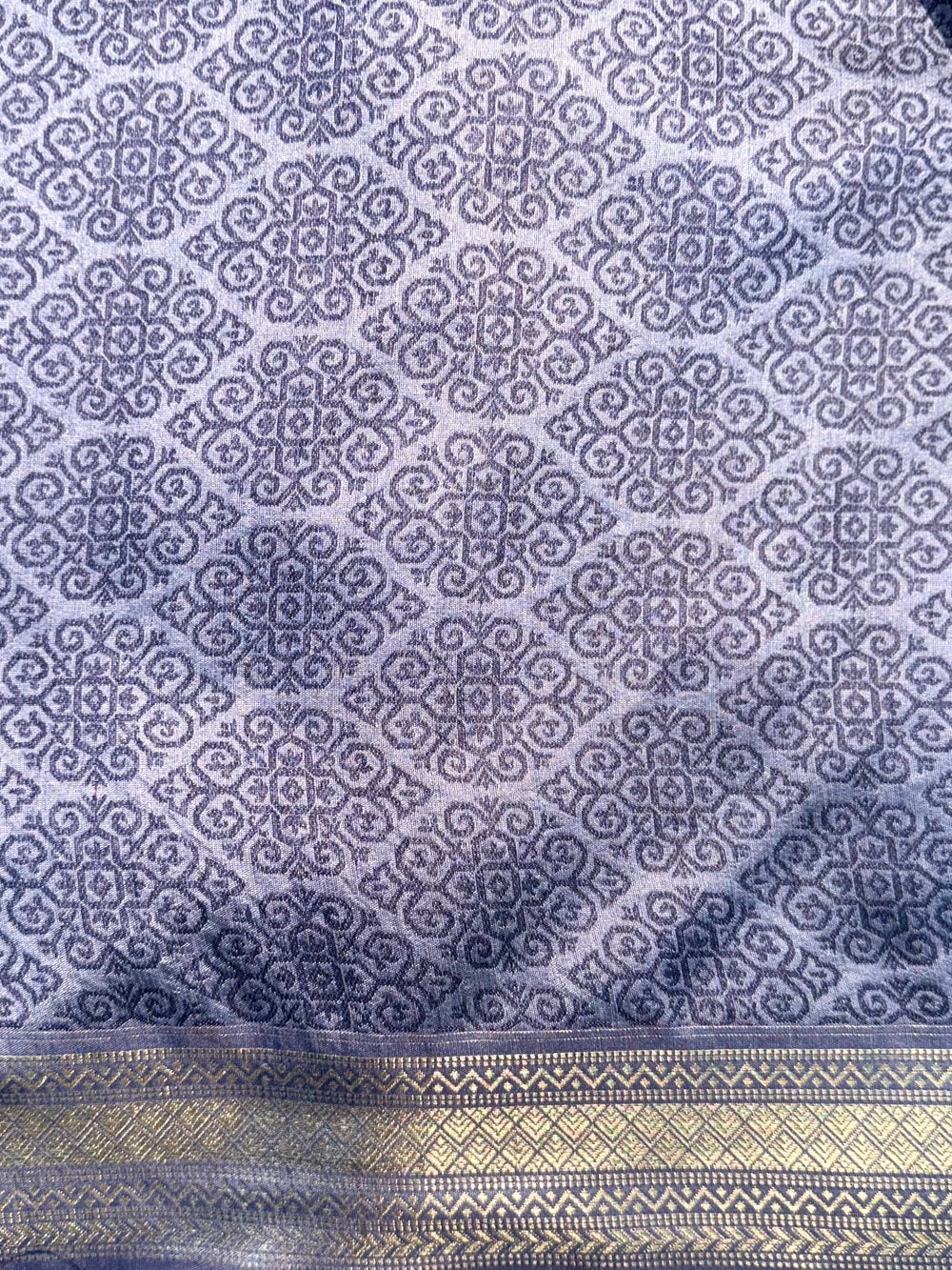 Elegant Lavender Gold Zari Tissue Saree