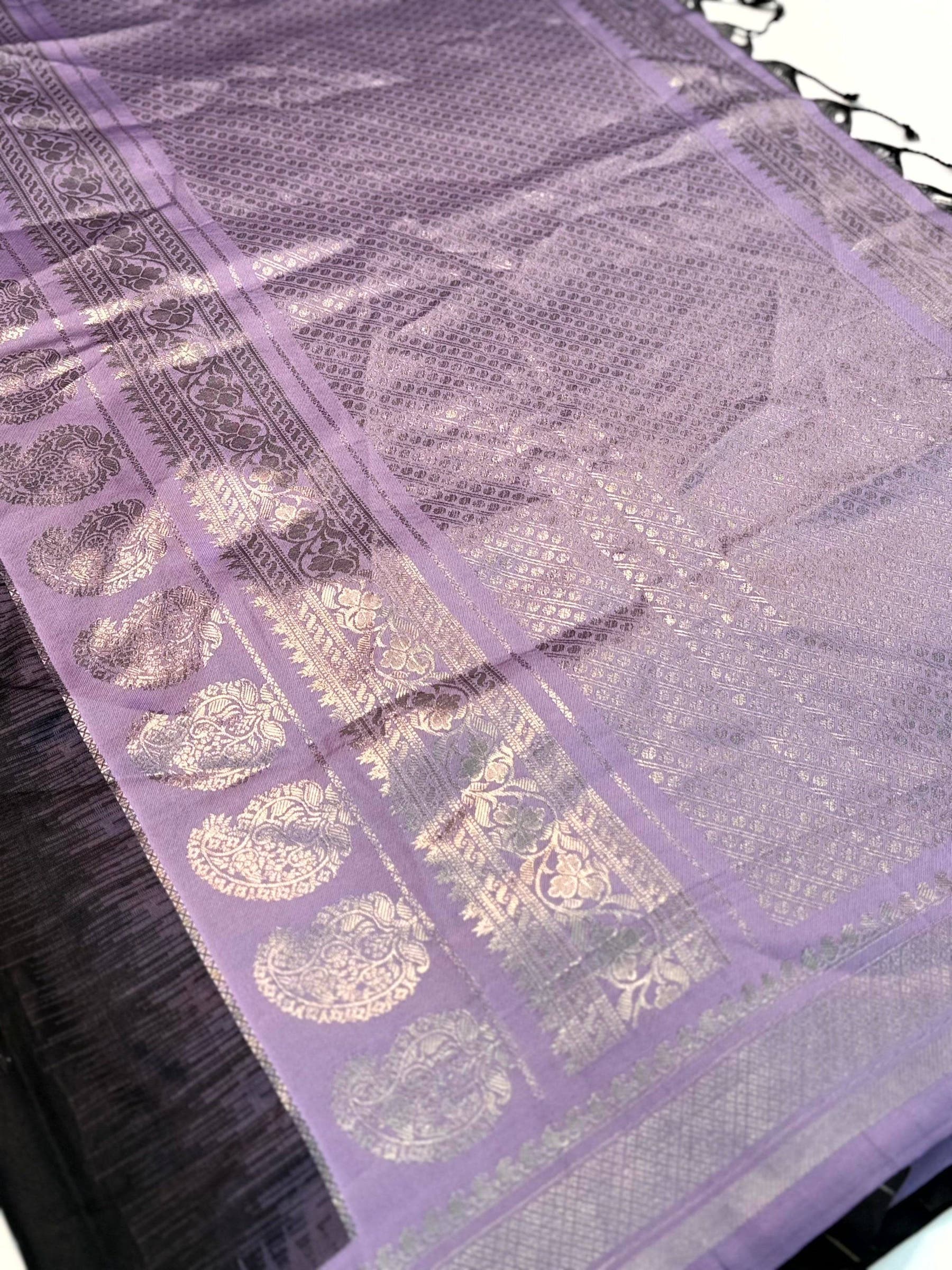Black Soft Silk Gadwal Border Saree


