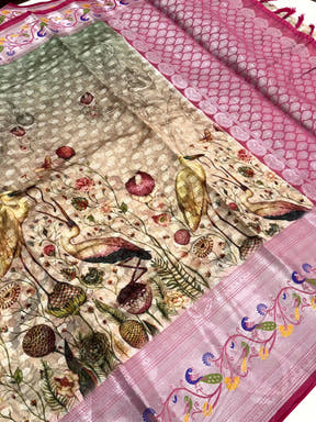 Beige Organza Tissue Saree

