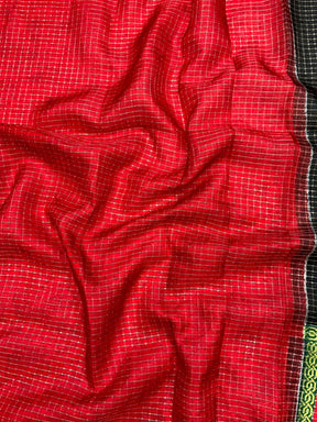 Black Tussar Kalalmkari Print Saree

