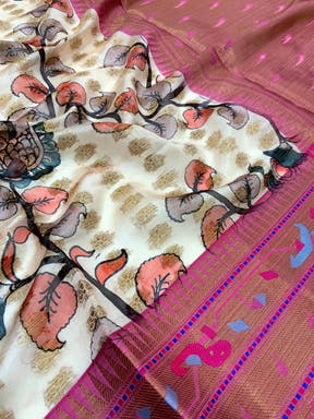 Elevate Kalamkari Printed Tissue Saree

